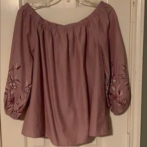 Off the shoulder shirt/top with flower designs